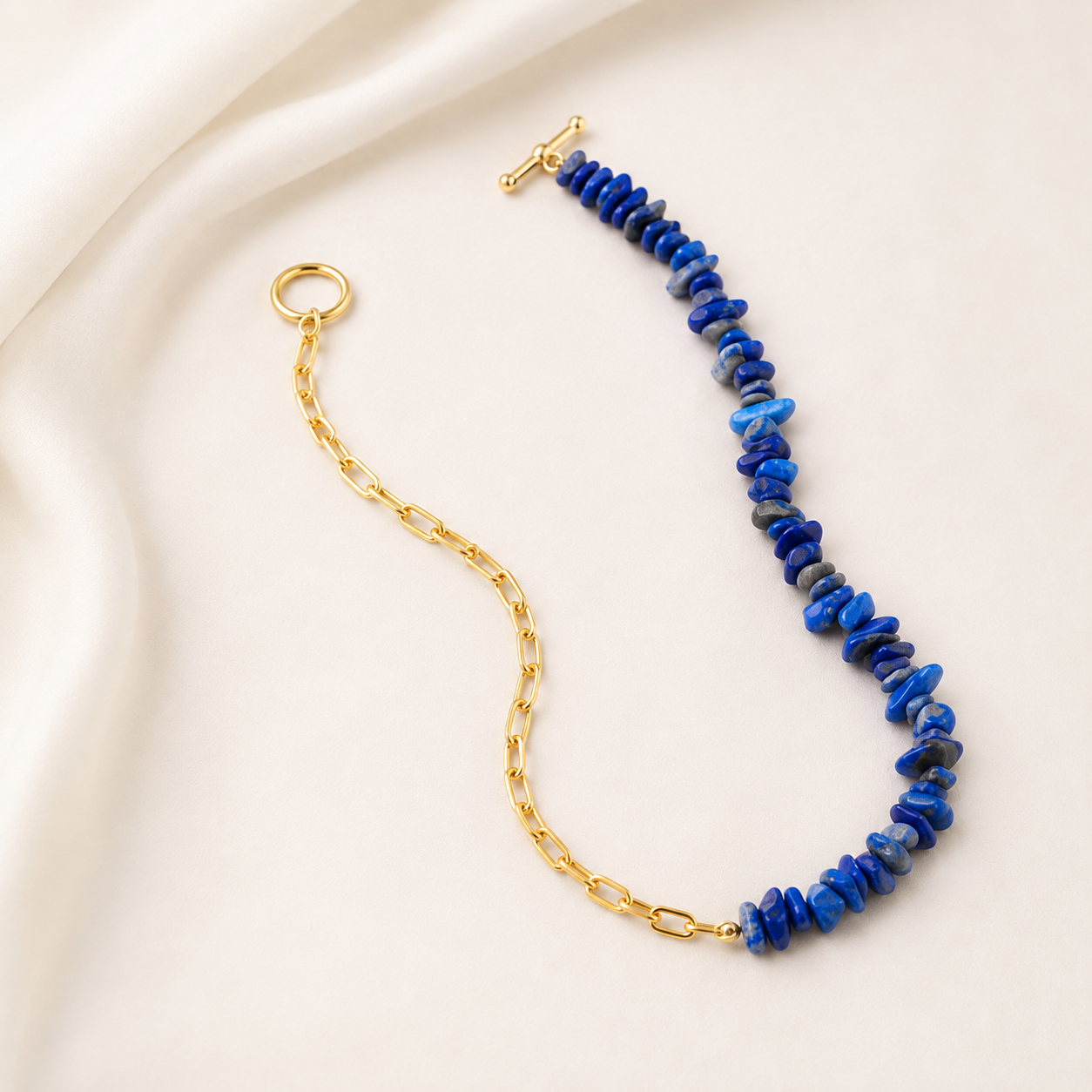 Elegant 18K Gold Plated-Filled Crystal Chip Necklace – Toggle Clasp
