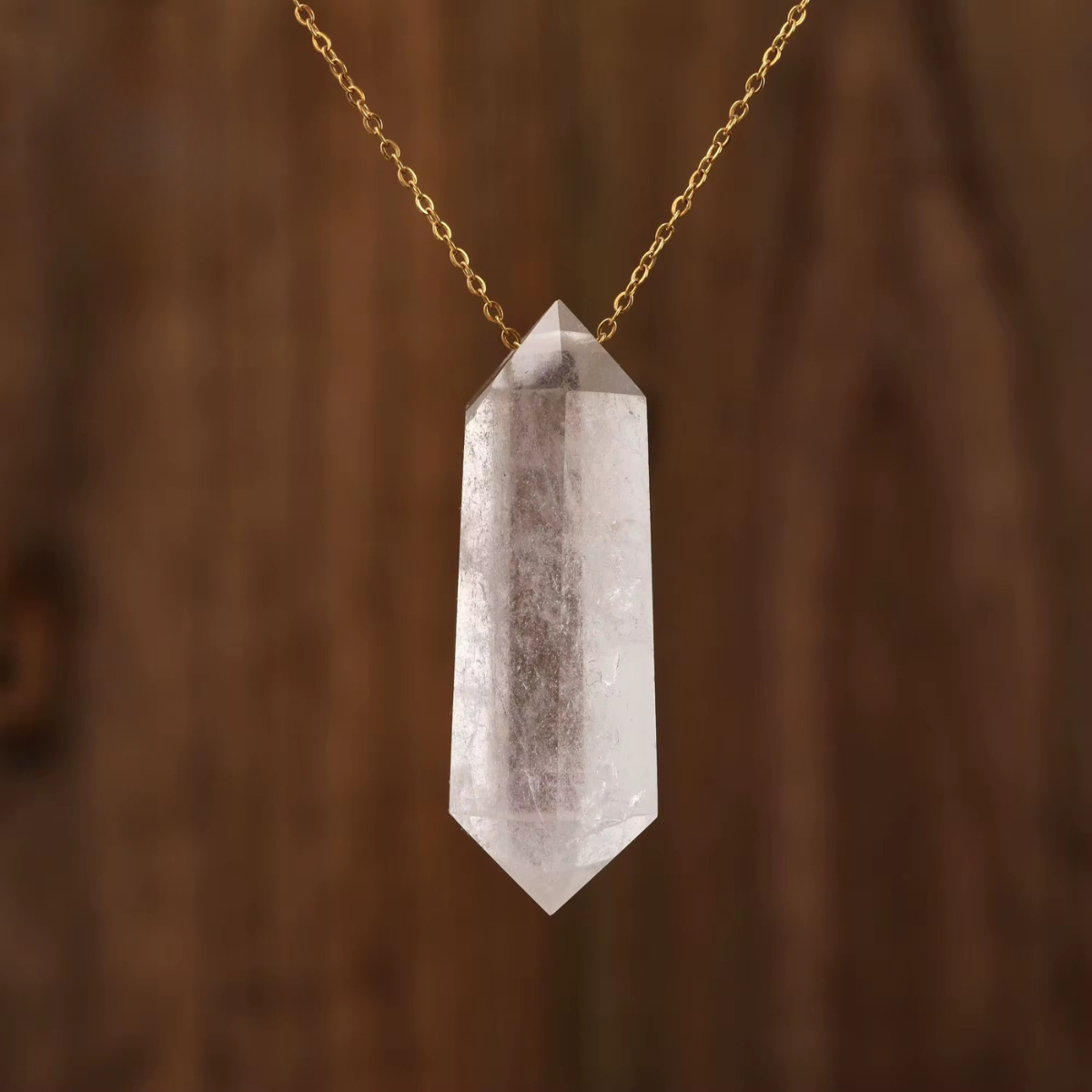 Crystal Point Necklace – Gold Chain
