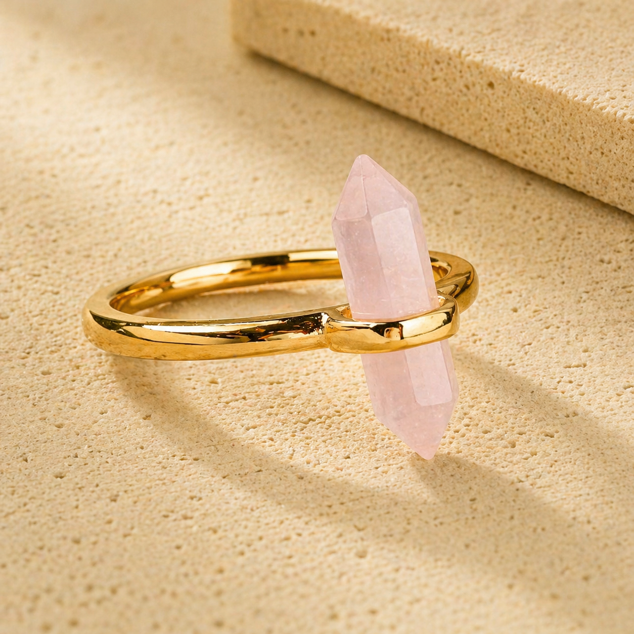 Adjustable Gold Crystal Ring | Natural Gemstone Ring | Spiritual Jewelry