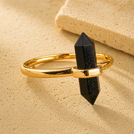 Adjustable Gold Crystal Ring | Natural Gemstone Ring | Spiritual Jewelry