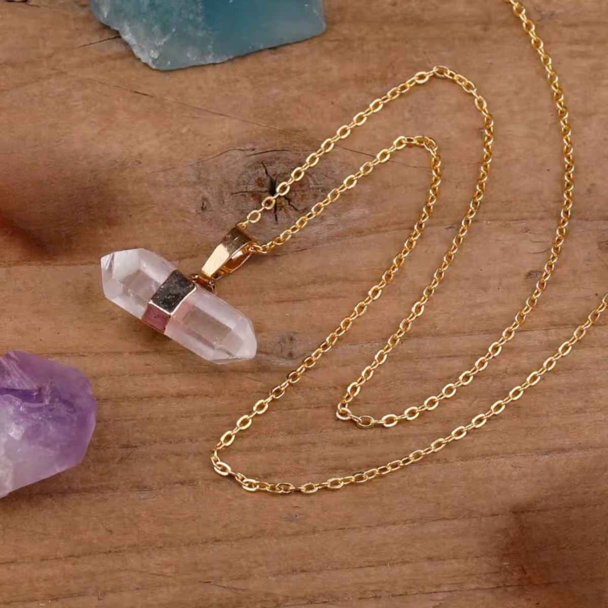 Raw Crystal Necklace – Gold Chain