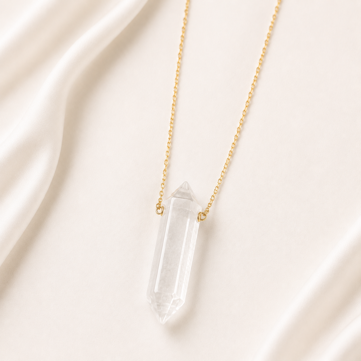 Crystal Point Pendant Necklace – Gold Chain | Healing Gemstone Jewelry