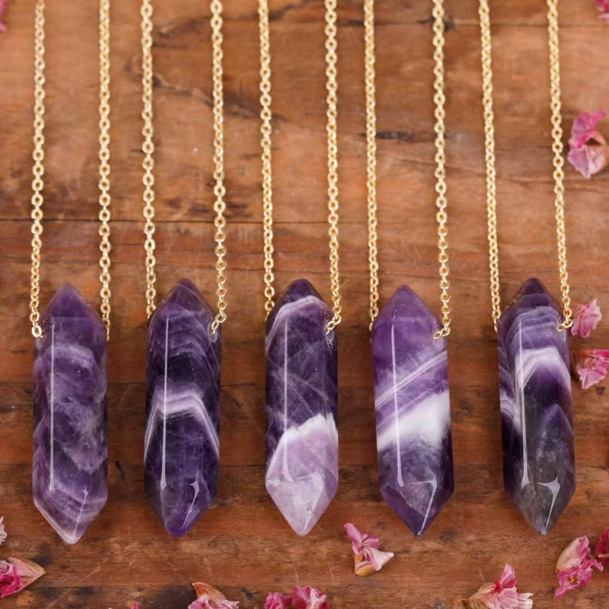 Crystal Point Necklace – Gold Chain