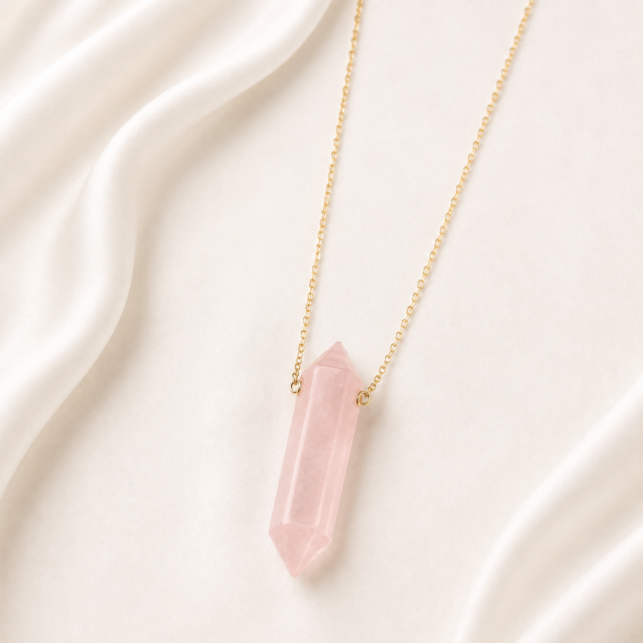 Crystal Point Pendant Necklace – Gold Chain | Healing Gemstone Jewelry