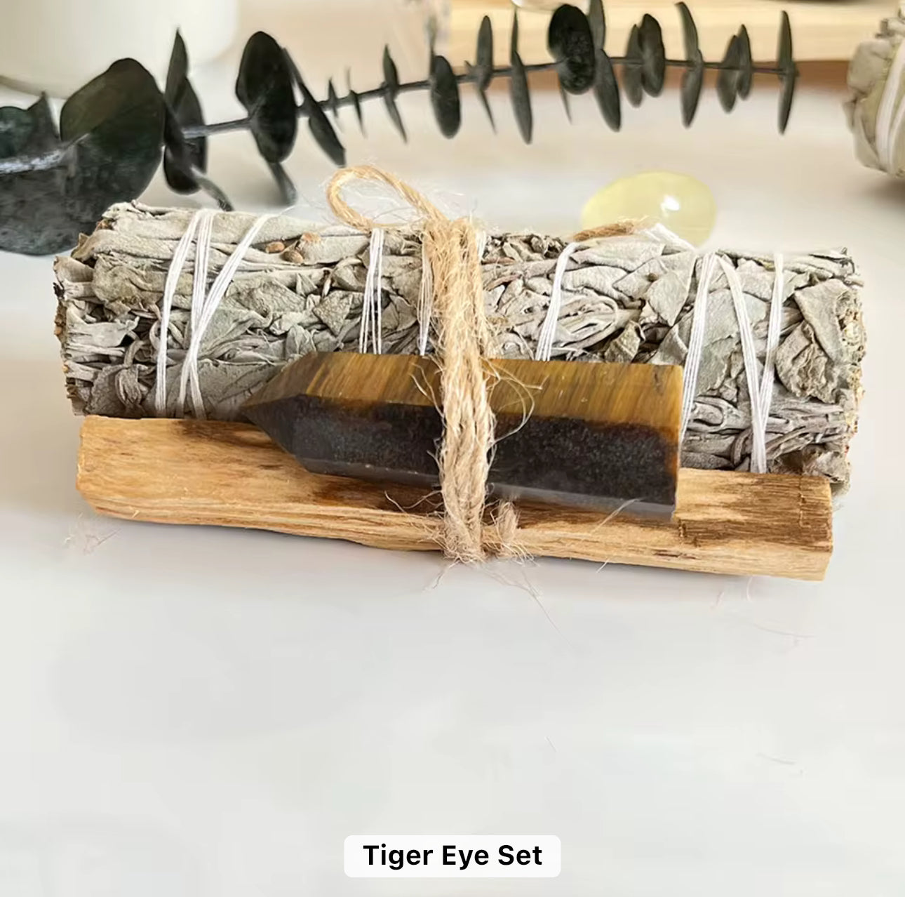 Sage & Palo Santo Smudge Kit with Crystal – Energy Cleansing Set
