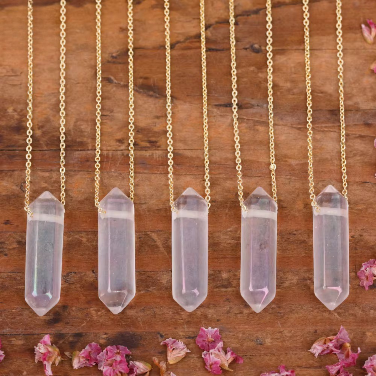 Crystal Point Necklace – Gold Chain