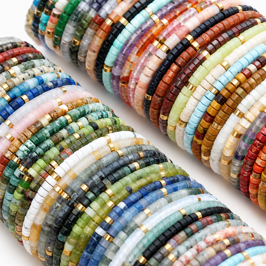 Natural Stone Beaded Bracelet | 18K Gold PVD Bracelet | Adjustable Crystal Jewellery