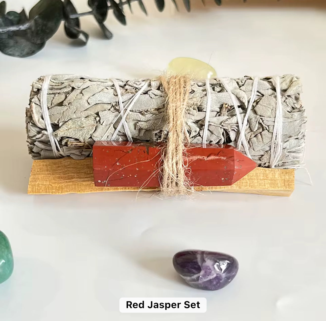 Sage & Palo Santo Smudge Kit with Crystal – Energy Cleansing Set