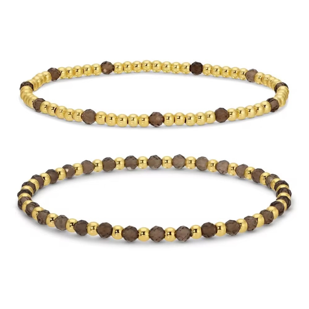 Gold Beaded Natural Stone Bracelet Set | Stackable Women’s Jewelry | SweetTouch