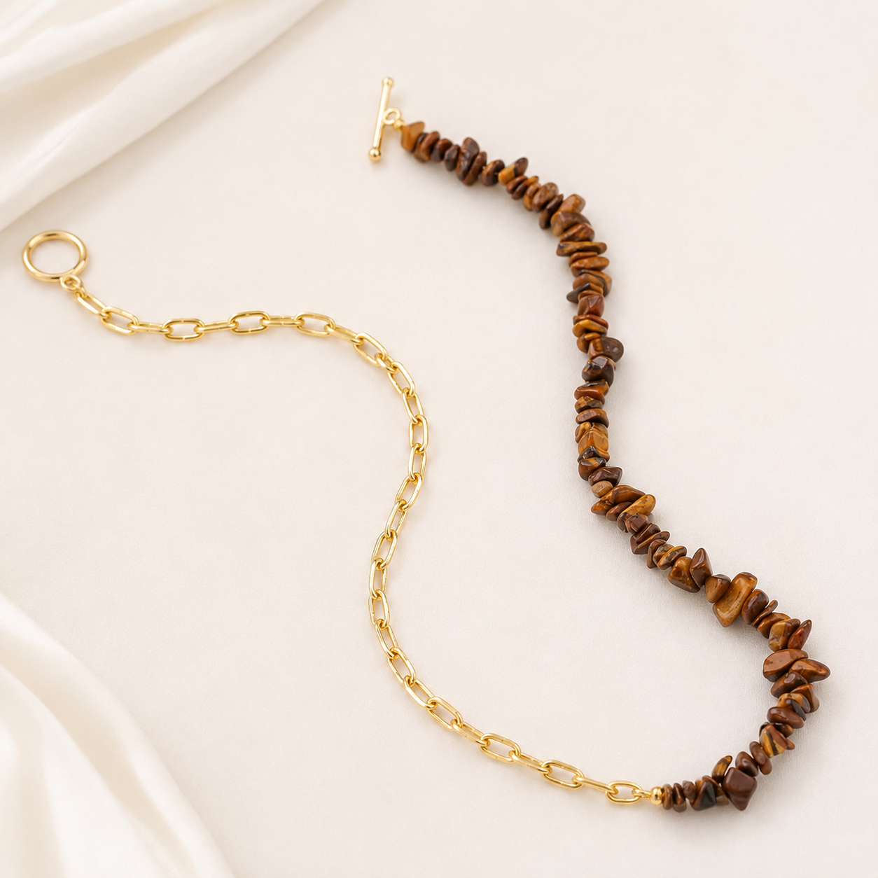Elegant 18K Gold Plated-Filled Crystal Chip Necklace – Toggle Clasp