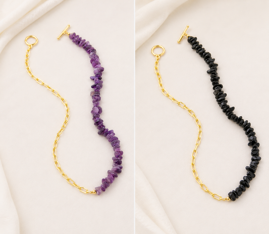 Elegant 18K Gold Plated-Filled Crystal Chip Necklace – Toggle Clasp