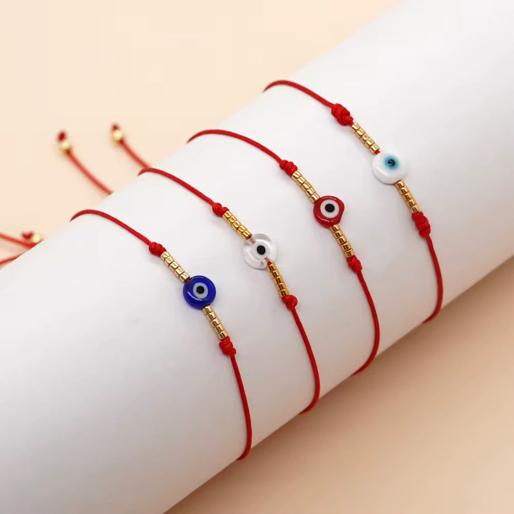 Red Cord Evil Eye Bracelet – Delicate Beaded Protection
