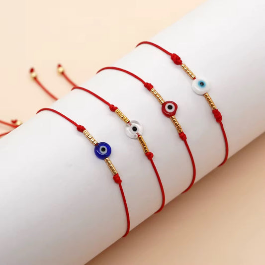 Red Cord Evil Eye Bracelet – Delicate Beaded Protection