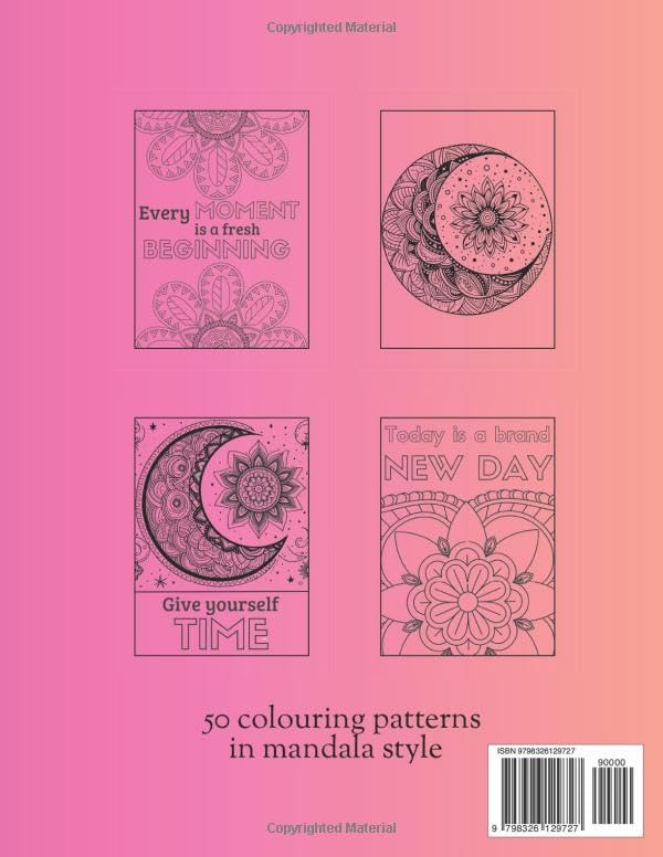 Peaceful Mind Coloring Book : 50 Colouring Pages With Unique Moon And Mandalas