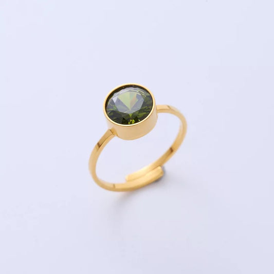 Gemstone adjustable gold ring