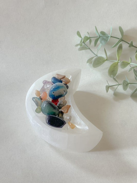 Selenite Moon Crystal Charging Bowl