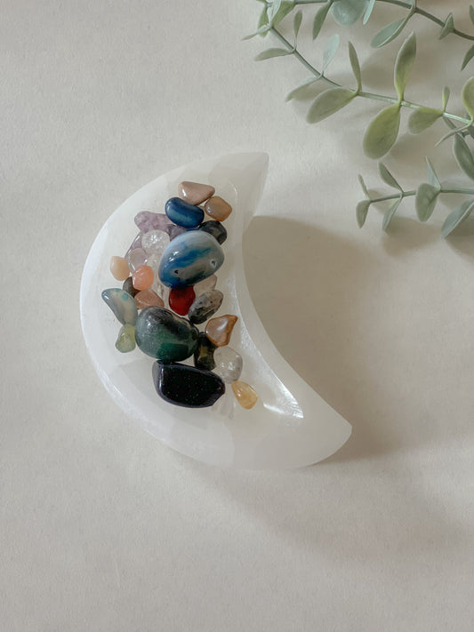 Selenite Moon Crystal Charging Bowl