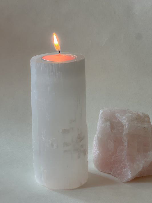 Selenite Crystal Candle Holder