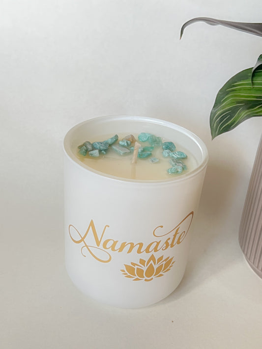 Namaste Candle with Crystals